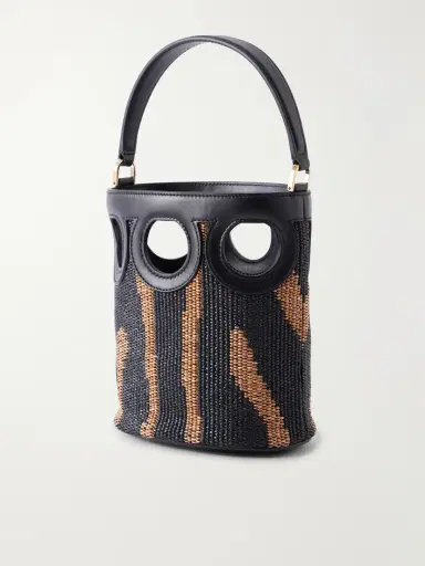 Ferragamo Cutout Leather-paneled Raffia Tote | Thumbnail 4 Ferragamo Cutout Leather-paneled Raffia Tote | Thumbnail 4