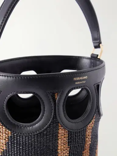 Ferragamo Cutout Leather-paneled Raffia Tote | Thumbnail 5 Ferragamo Cutout Leather-paneled Raffia Tote | Thumbnail 5