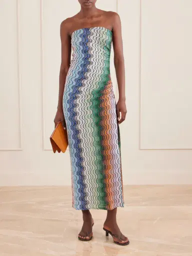 Missoni Strapless Striped Metallic Crochet-knit Coverup | Thumbnail 2