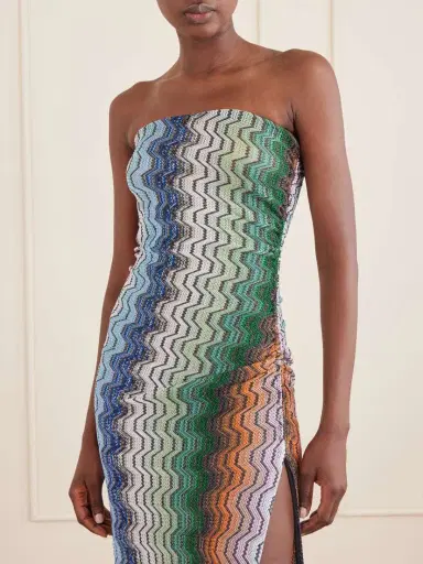 Missoni Strapless Striped Metallic Crochet-knit Coverup | Thumbnail 4