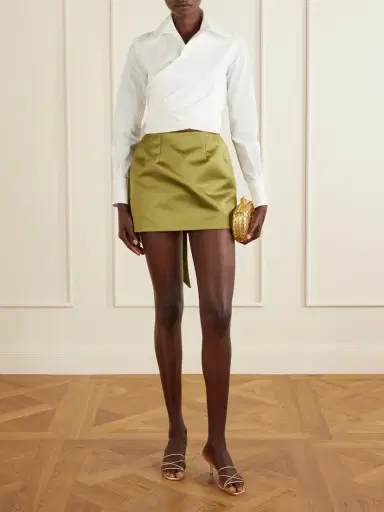 Oscar de la Renta Satin Draped Mini Skort | Thumbnail 2 Oscar de la Renta Satin Draped Mini Skort | Thumbnail 2