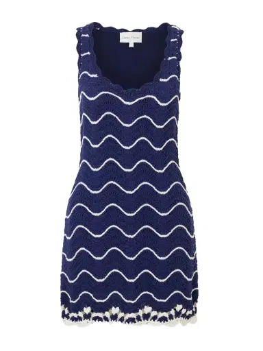 Cara Cara Orel Scalloped Striped Cotton Knit Mini Dress | Thumbnail 1