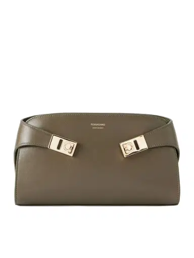 Ferragamo Hug Embellished Textured-leather Shoulder Bag | Thumbnail 1 Ferragamo Hug Embellished Textured-leather Shoulder Bag | Thumbnail 1