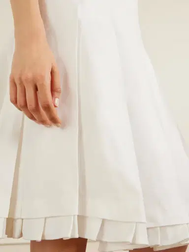SHUSHU/TONG Pleated Linen Midi Skirt | Thumbnail 5