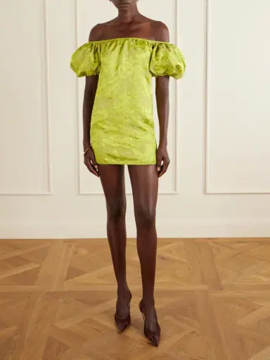 Saint Laurent Embroidered Satin Mini Dress | Thumbnail 2 Saint Laurent Embroidered Satin Mini Dress | Thumbnail 2