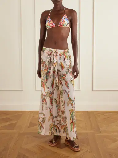 Etro Belted Tiered Paisley And Floral-print Satin Wide-leg Pants | Thumbnail 2 Etro Belted Tiered Paisley And Floral-print Satin Wide-leg Pants | Thumbnail 2