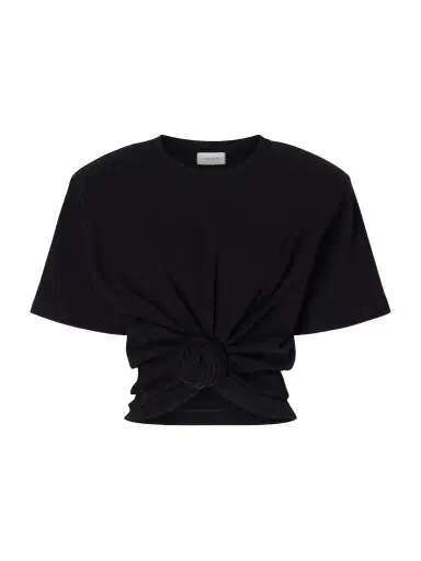 Magda Butrym Gathered Ribbed Cotton-blend T-shirt | Thumbnail 1 Magda Butrym Gathered Ribbed Cotton-blend T-shirt | Thumbnail 1