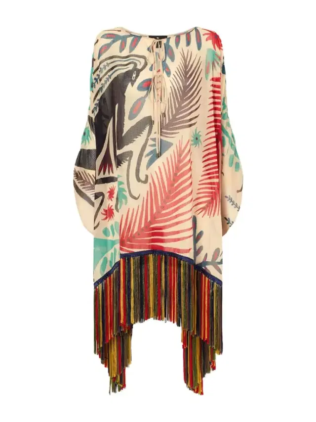 Woven Fringe Mini Dress