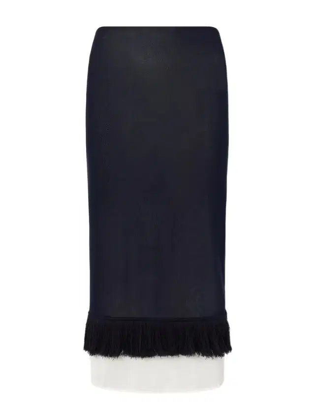 Fringed Knitted Silk Midi Skirt