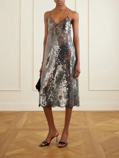 Veronica de Piante Aya Lace-trimmed Sequin Midi Dress | Thumbnail 2 Veronica de Piante Aya Lace-trimmed Sequin Midi Dress | Thumbnail 2