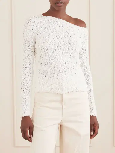 The Elder Statesman Vine Off-the-shoulder Cotton-blend Bouclé Sweater | Thumbnail 3 The Elder Statesman Vine Off-the-shoulder Cotton-blend Bouclé Sweater | Thumbnail 3