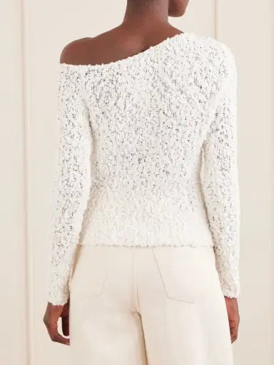 The Elder Statesman Vine Off-the-shoulder Cotton-blend Bouclé Sweater | Thumbnail 4 The Elder Statesman Vine Off-the-shoulder Cotton-blend Bouclé Sweater | Thumbnail 4