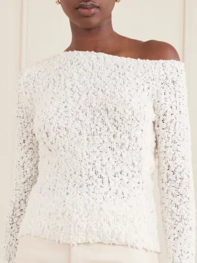 The Elder Statesman Vine Off-the-shoulder Cotton-blend Bouclé Sweater | Thumbnail 5 The Elder Statesman Vine Off-the-shoulder Cotton-blend Bouclé Sweater | Thumbnail 5