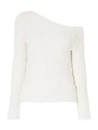 The Elder Statesman Vine Off-the-shoulder Cotton-blend Bouclé Sweater | Thumbnail 1 The Elder Statesman Vine Off-the-shoulder Cotton-blend Bouclé Sweater | Thumbnail 1