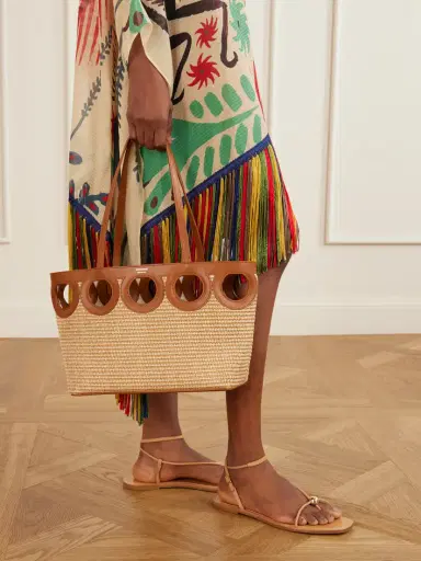 Ferragamo Tt Gancio Small Leather-trimmed Raffia Tote Bag | Thumbnail 2 Ferragamo Tt Gancio Small Leather-trimmed Raffia Tote Bag | Thumbnail 2