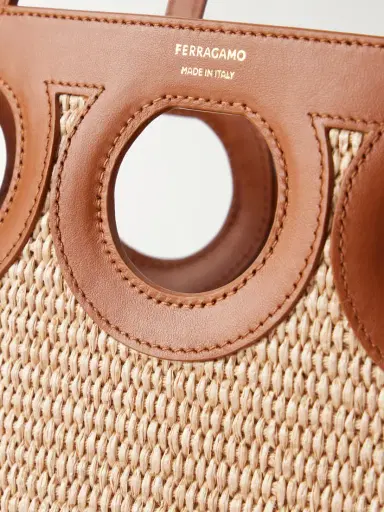 Ferragamo Tt Gancio Small Leather-trimmed Raffia Tote Bag | Thumbnail 5 Ferragamo Tt Gancio Small Leather-trimmed Raffia Tote Bag | Thumbnail 5