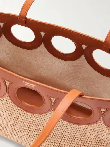 Ferragamo Tt Gancio Small Leather-trimmed Raffia Tote Bag | Thumbnail 6 Ferragamo Tt Gancio Small Leather-trimmed Raffia Tote Bag | Thumbnail 6