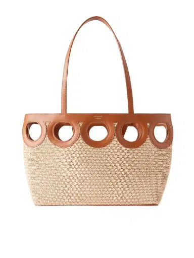 Ferragamo Tt Gancio Small Leather-trimmed Raffia Tote Bag | Thumbnail 1 Ferragamo Tt Gancio Small Leather-trimmed Raffia Tote Bag | Thumbnail 1