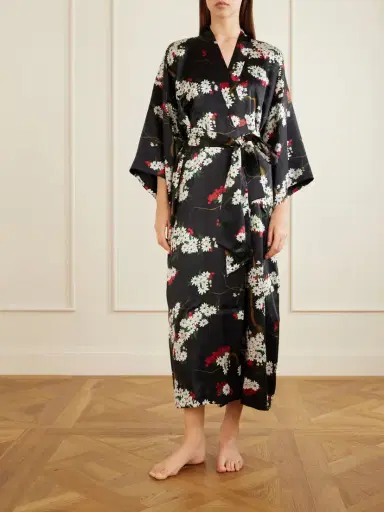 Olivia von Halle Queenie Belted Floral-printed Silk-satin Robe | Thumbnail 2 Olivia von Halle Queenie Belted Floral-printed Silk-satin Robe | Thumbnail 2