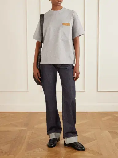 Bottega Veneta Leather-trimmed Cotton-jersey T-shirt | Thumbnail 2