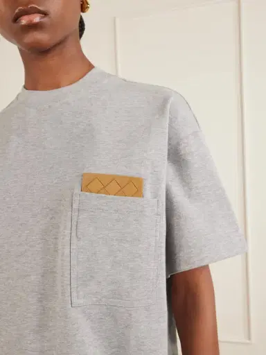 Bottega Veneta Leather-trimmed Cotton-jersey T-shirt | Thumbnail 5
