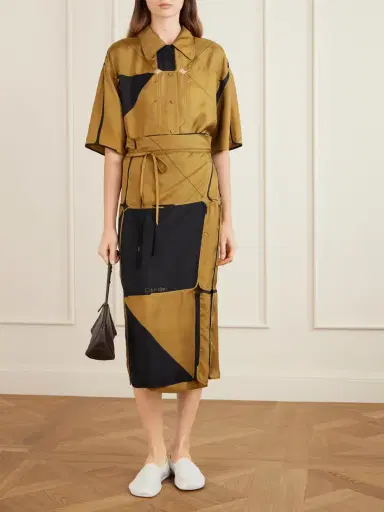 Calvin Klein Collection Hallie Patchwork Silk-twill Wrap Midi Skirt | Thumbnail 2 Calvin Klein Collection Hallie Patchwork Silk-twill Wrap Midi Skirt | Thumbnail 2