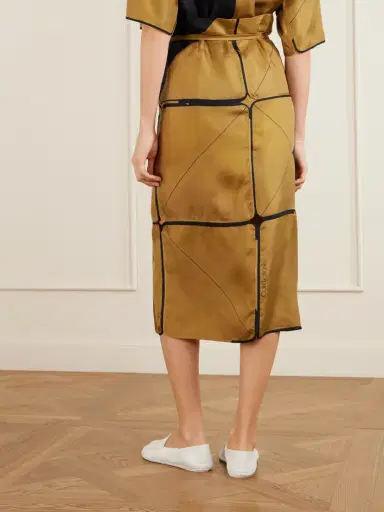 Calvin Klein Collection Hallie Patchwork Silk-twill Wrap Midi Skirt | Thumbnail 3 Calvin Klein Collection Hallie Patchwork Silk-twill Wrap Midi Skirt | Thumbnail 3