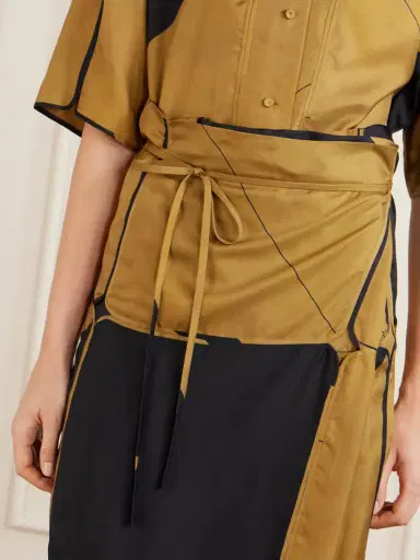 Calvin Klein Collection Hallie Patchwork Silk-twill Wrap Midi Skirt | Thumbnail 4 Calvin Klein Collection Hallie Patchwork Silk-twill Wrap Midi Skirt | Thumbnail 4