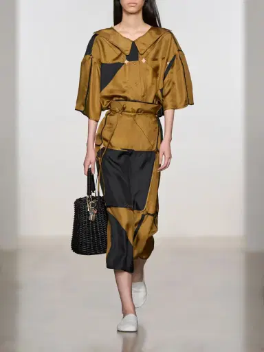 Calvin Klein Collection Hallie Patchwork Silk-twill Wrap Midi Skirt | Thumbnail 5 Calvin Klein Collection Hallie Patchwork Silk-twill Wrap Midi Skirt | Thumbnail 5