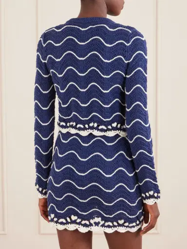 Cara Cara Louise Scalloped Striped Cotton Knit Cardigan | Thumbnail 4