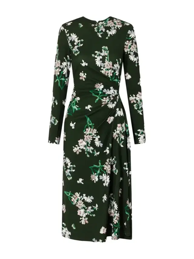 Erdem Gathered Floral-print Jersey Midi Dress