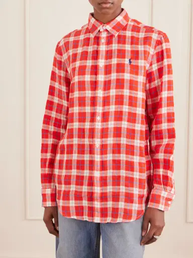 Polo Ralph Lauren Logo-embroidered Checked Linen Shirt | Thumbnail 3