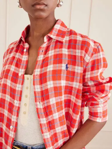 Polo Ralph Lauren Logo-embroidered Checked Linen Shirt | Thumbnail 5