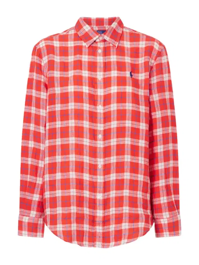 Logo-embroidered Checked Linen Shirt