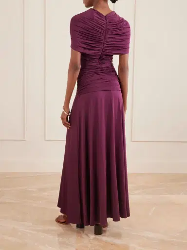 Self-Portrait Gathered Jersey Maxi Dress | Thumbnail 3 Self-Portrait Gathered Jersey Maxi Dress | Thumbnail 3
