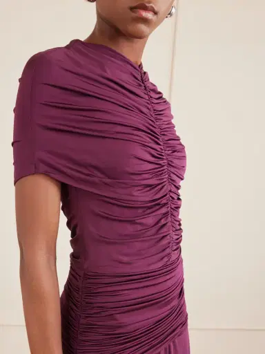 Self-Portrait Gathered Jersey Maxi Dress | Thumbnail 4 Self-Portrait Gathered Jersey Maxi Dress | Thumbnail 4