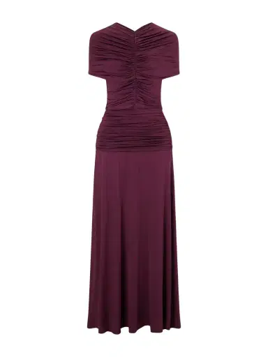 Self-Portrait Gathered Jersey Maxi Dress | Thumbnail 1 Self-Portrait Gathered Jersey Maxi Dress | Thumbnail 1
