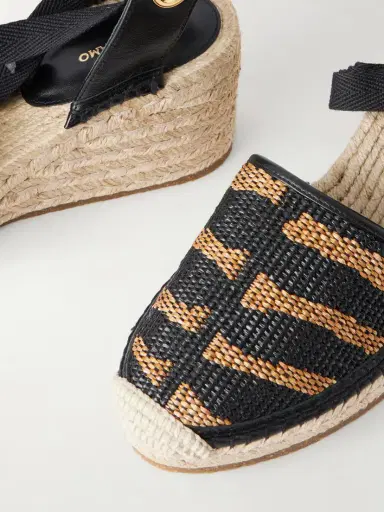 Ferragamo Zanta Zebra 70 Leather-trimmed Woven Raffia Espadrillas Wedge | Thumbnail 5 Ferragamo Zanta Zebra 70 Leather-trimmed Woven Raffia Espadrillas Wedge | Thumbnail 5