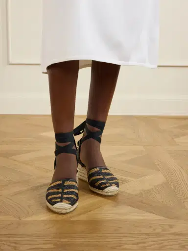 Ferragamo Zanta Zebra 70 Leather-trimmed Woven Raffia Espadrillas Wedge | Thumbnail 6 Ferragamo Zanta Zebra 70 Leather-trimmed Woven Raffia Espadrillas Wedge | Thumbnail 6