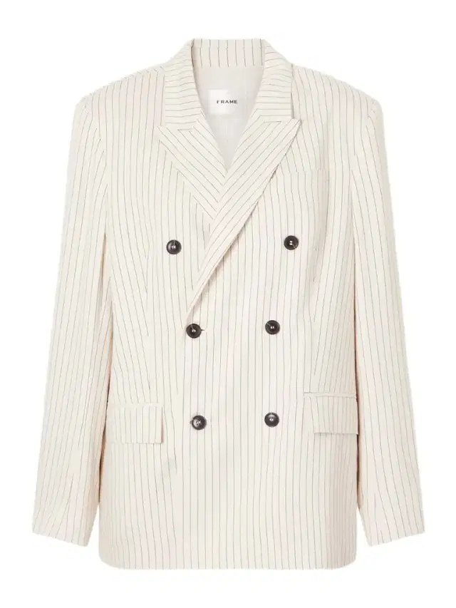 Frame The Avenue Double-breasted Striped Blazer