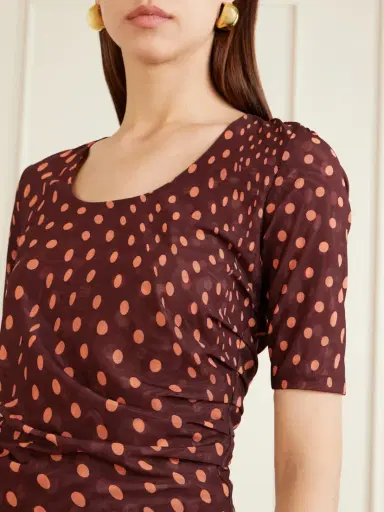 Stella McCartney Gathered Polka-dot Mesh T-shirt | Thumbnail 4 Stella McCartney Gathered Polka-dot Mesh T-shirt | Thumbnail 4