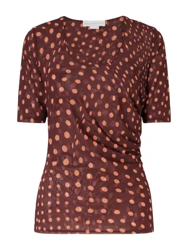 Stella McCartney Gathered Polka-dot Mesh T-shirt | Thumbnail 1 Stella McCartney Gathered Polka-dot Mesh T-shirt | Thumbnail 1