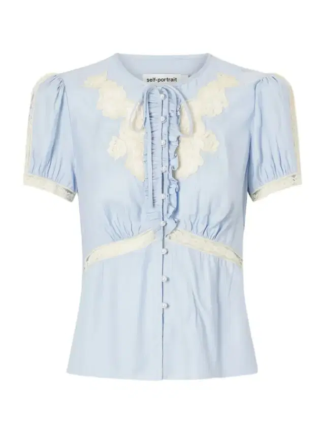 Ruffled Lace-trimmed Satin Blouse