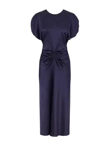Victoria Beckham Bela Gathered Satin Midi Dress | Thumbnail 1