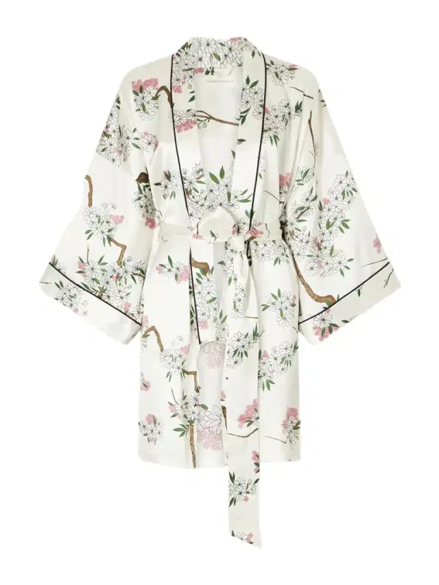 Olivia von Halle Mimi Belted Printed Silk-satin Robe