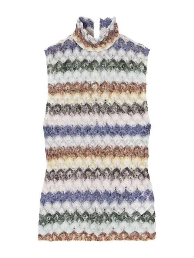 Striped Metallic Crochet-knit Tank
