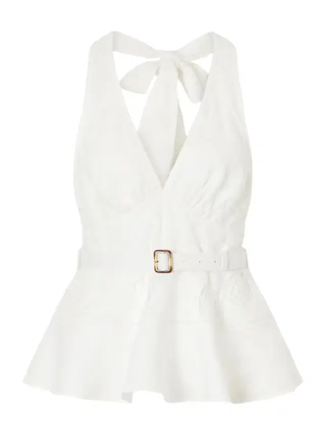 Belted Embroidered Linen And Cotton-blend Peplum Top