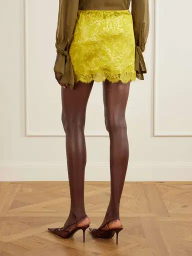 Saint Laurent Lace-trimmed Metallic Floral-jacquard Mini Skirt | Thumbnail 4 Saint Laurent Lace-trimmed Metallic Floral-jacquard Mini Skirt | Thumbnail 4