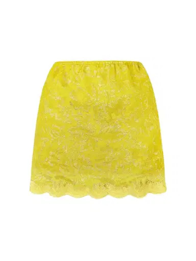 Saint Laurent Lace-trimmed Metallic Floral-jacquard Mini Skirt | Thumbnail 1 Saint Laurent Lace-trimmed Metallic Floral-jacquard Mini Skirt | Thumbnail 1