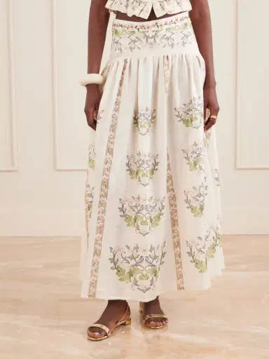 Agua by Agua Bendita Curua Anhelo Floral Linen Midi Skirt | Thumbnail 3 Agua by Agua Bendita Curua Anhelo Floral Linen Midi Skirt | Thumbnail 3